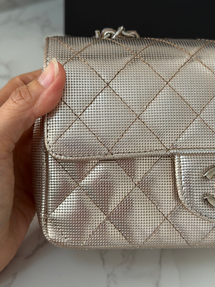 CHANEL series 21 16C 2016 Pixel Pinky Gold Calf Skin SHW Mini Rectangular Flap Bag