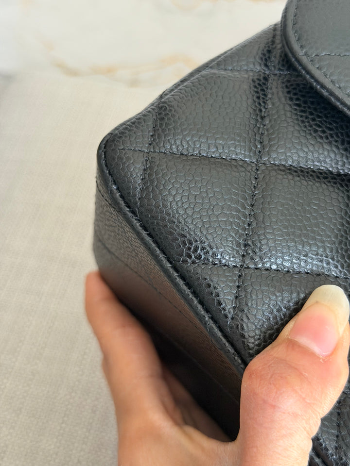 CHANEL series 15 Black Caviar GHW Jumbo Timeless Classic Double Flap Bag 2011