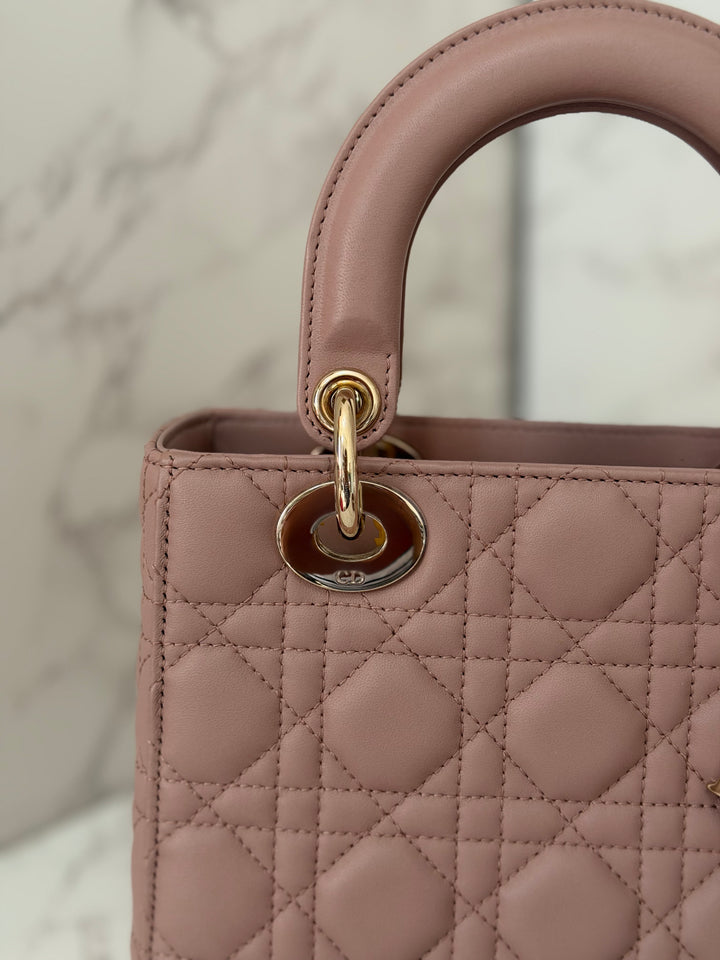 DIOR Lady Dior In Blush Lambskin LGHW size SMALL 2020
