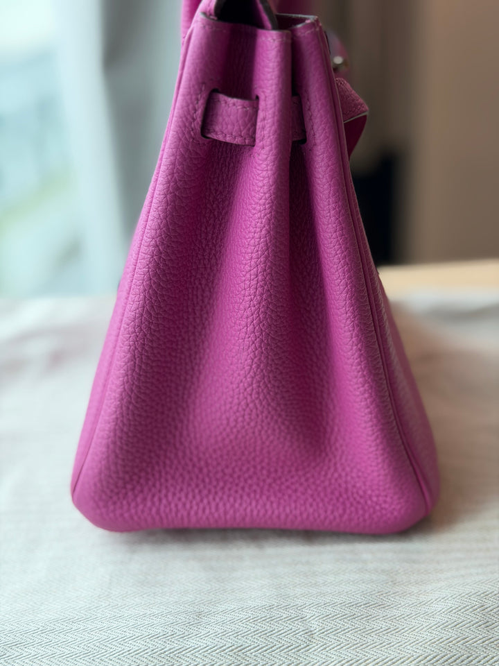 HERMÈS Rose Pourpre Togo Leather PHW Birkin 25 stamp C 2017
