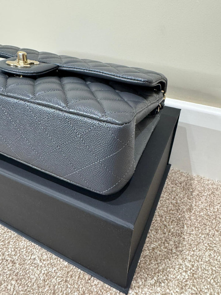 CHANEL 21B 2021 Dark Grey Caviar LGHW Medium ML Timeless Classic Double Flap Bag