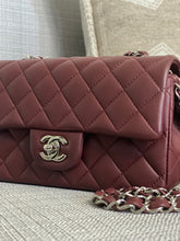 Load image into Gallery viewer, Chanel series 28 2019 Burgundy Lambskin Silver HW Mini Rectangular Flap Bag
