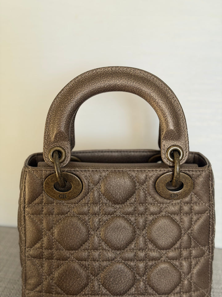Dior Lady Dior Mini In Bronze Lambskin Bronze Hardware 2007