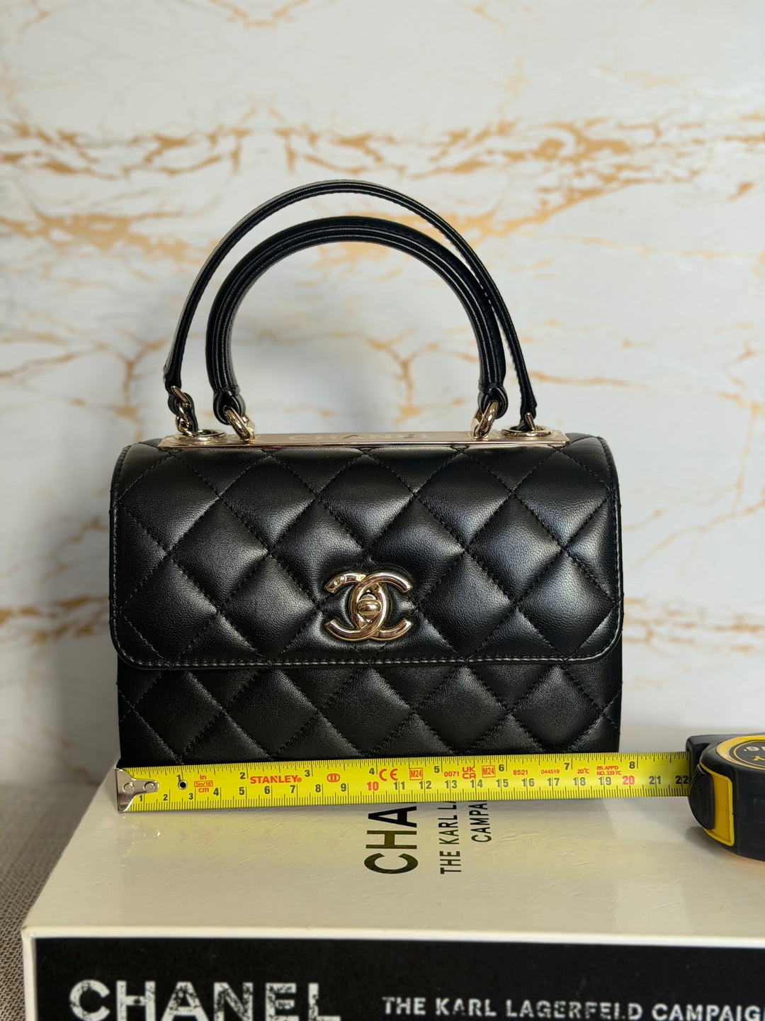 CHANEL Black Lambskin LGHW Trendy CC Flap Bag size MINI 8 inches with detachable Strap 2023/2024