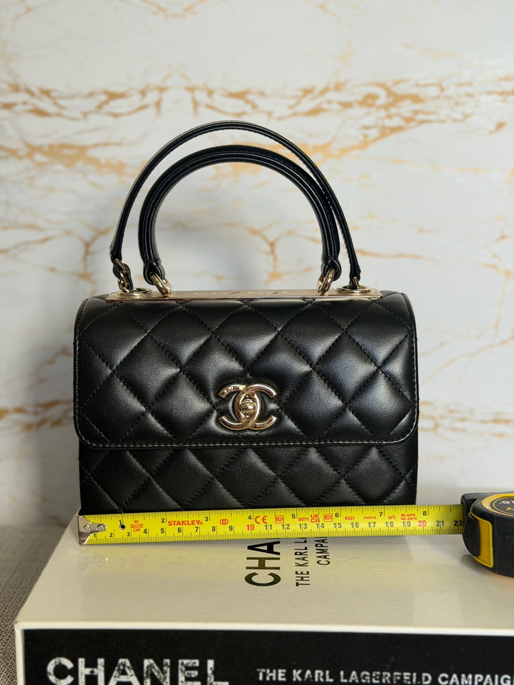 CHANEL Black Lambskin LGHW Trendy CC Flap Bag size MINI 8 inches with detachable Strap 2023/2024