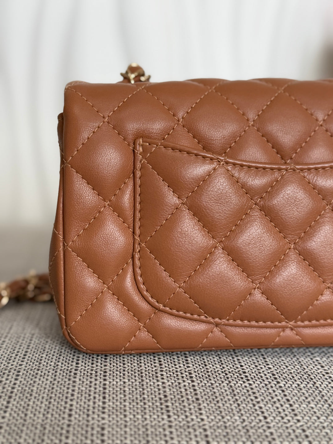 CHANEL 22S collection Caramel Brown NB356 Lambskin LGHW Mini Rectangular Flap Bag 2022