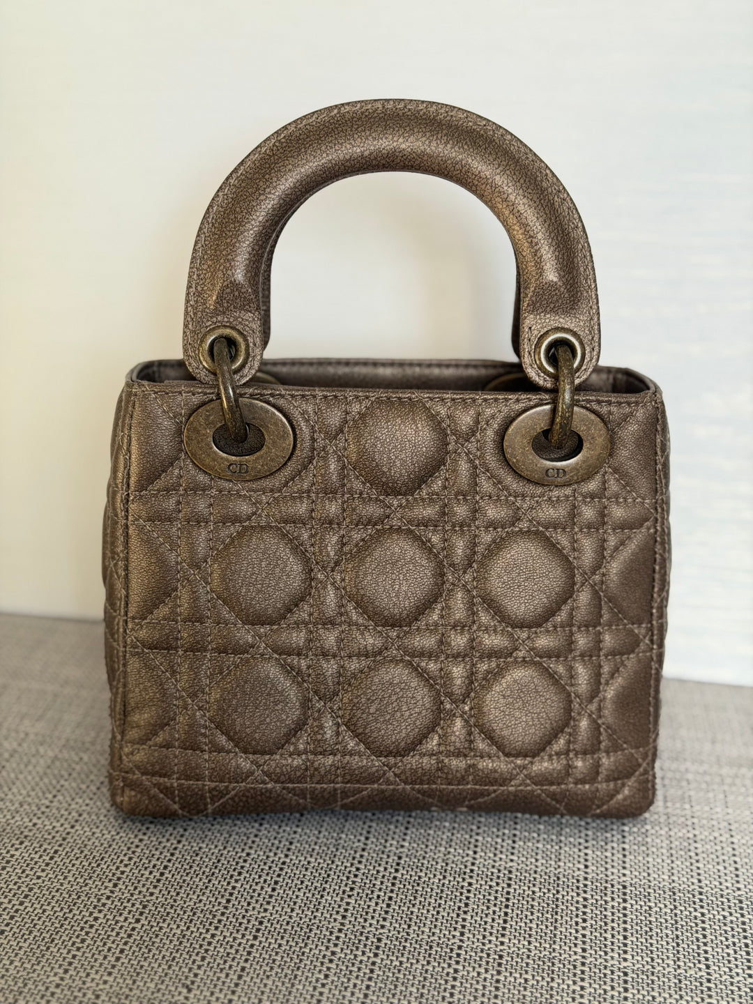 Dior Lady Dior Mini In Bronze Lambskin Bronze Hardware 2007