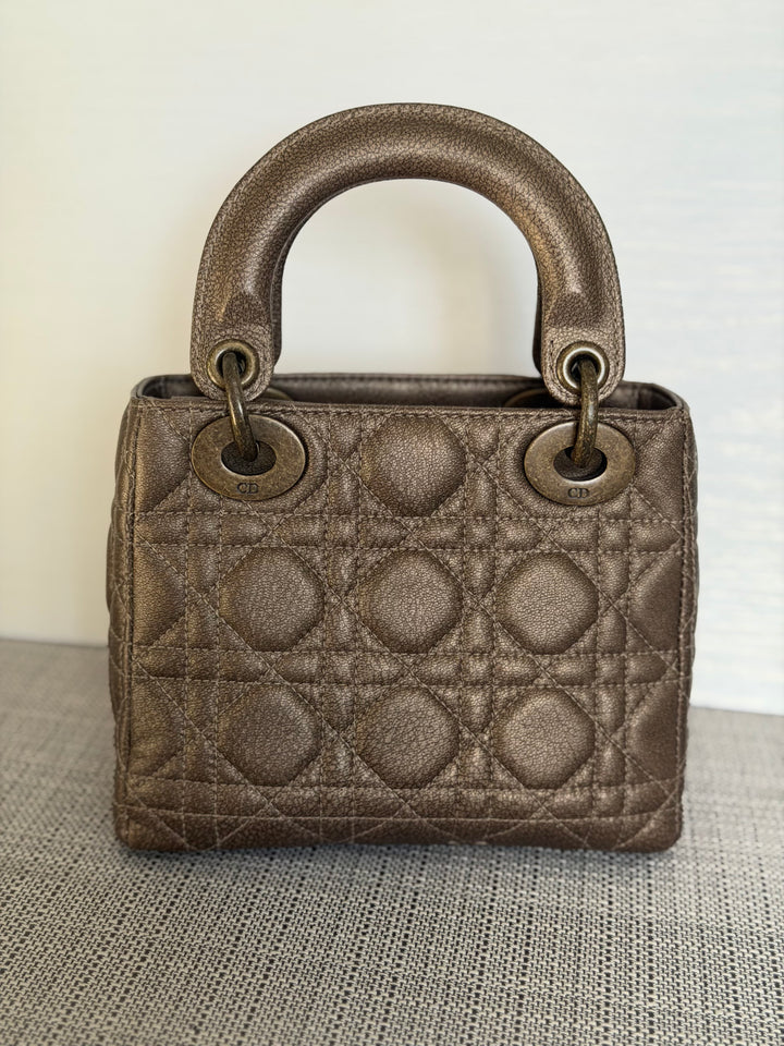 Dior Lady Dior Mini In Bronze Lambskin Bronze Hardware 2007