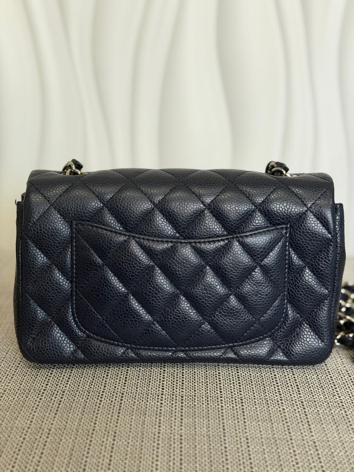 CHANEL series 19 Navy Caviar SHW Mini Rectangular Flap Bag 2014