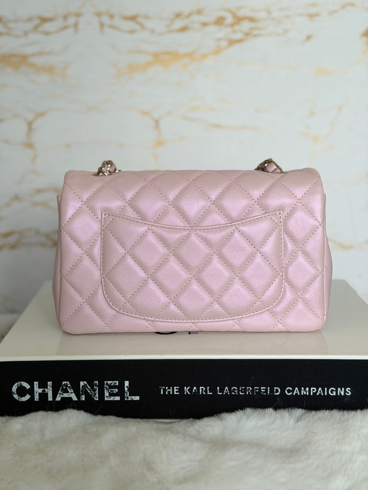 CHANEL 21S Light Pink Calf Skin LGHW Mini rectangular flap bag series 31 2021 *super rare*