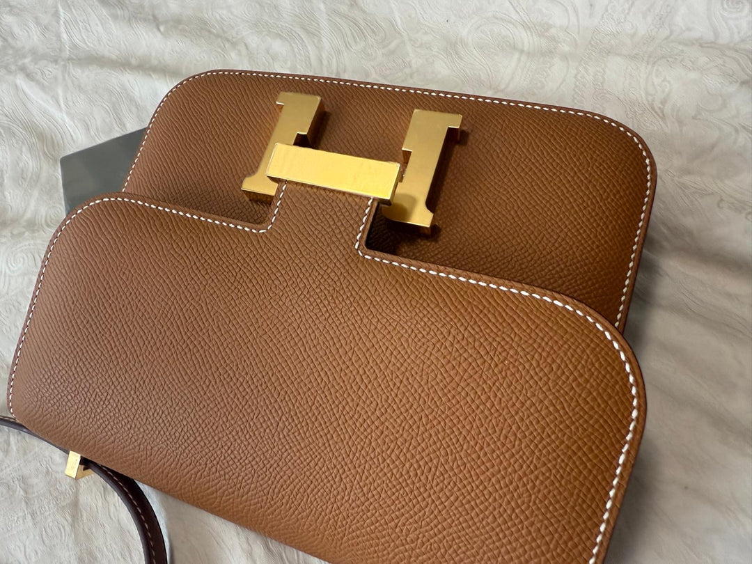 HERMES Constance 18 Gold Epsom Leather GHW Flap bag Stamp B 2023