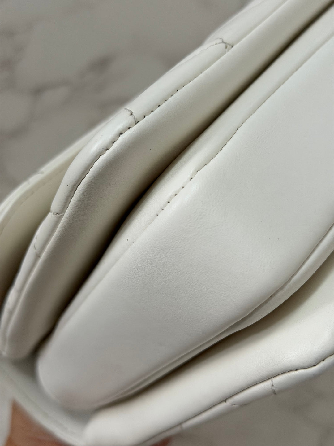 CHANEL 23S collection 2023 White Lambskin LGHW Trendy CC Flap Bag size Small with raised CHANEL Engraved Plate Top Handle