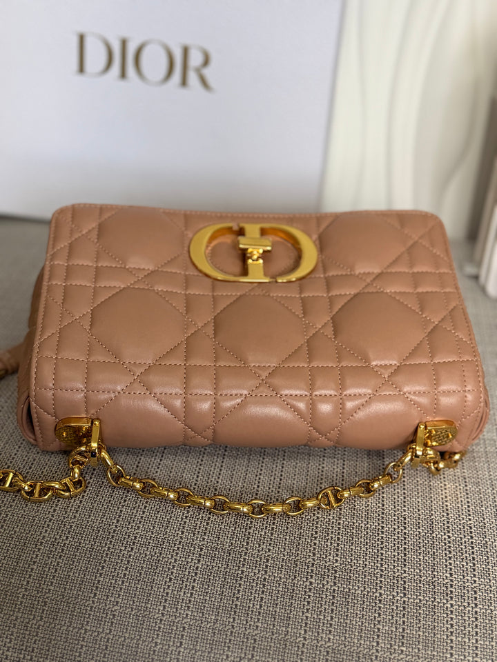 Dior Caro Flap Bag in Rose De Ven Calfskin GHW Medium 25 cms