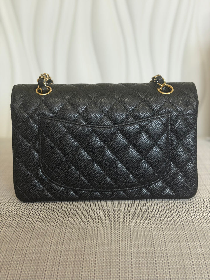 CHANEL Black Caviar GHW SMALL Timeless Classic Double Flap Bag 2022