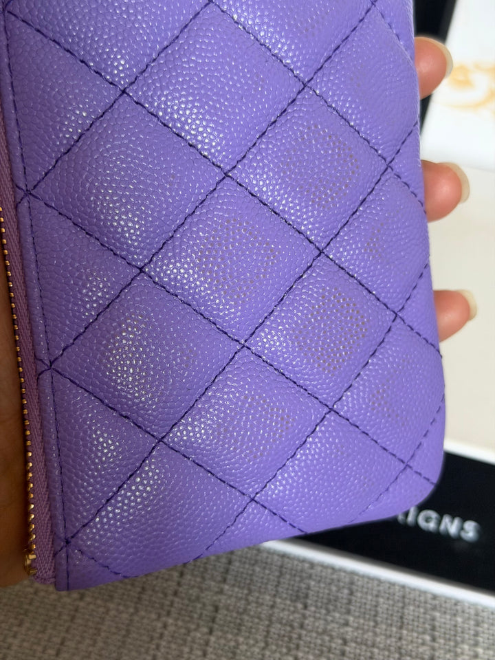 CHANEL series 28 20S purple caviar LGHW Mini O Case Pouch 15 cms