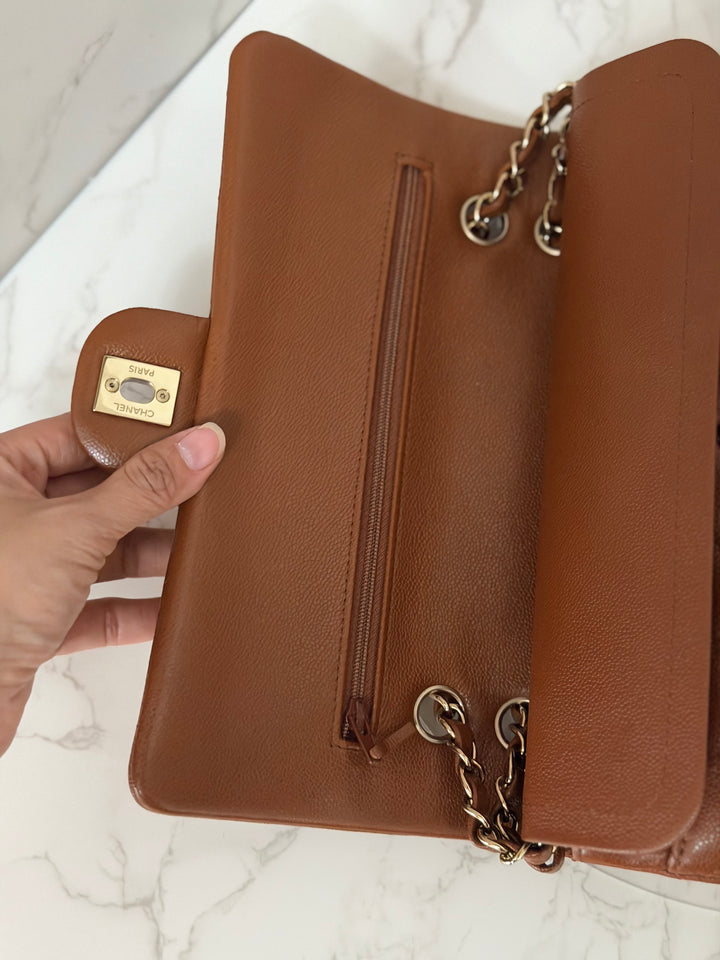 CHANEL Brown Caviar LGHW Medium ML Timeless 11.12 Classic Double Flap Bag 2023