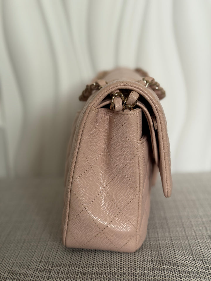 CHANEL 21C 2021 Rose Clair Caviar LGHW Medium ML 11.12 Timeless Classic Double Flap Bag