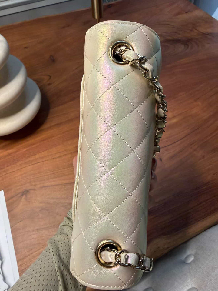 CHANEL series 31 Iridescent Ivory Calf Skin LGHW Mini Rectangular Flap Bag 20B collection 2020