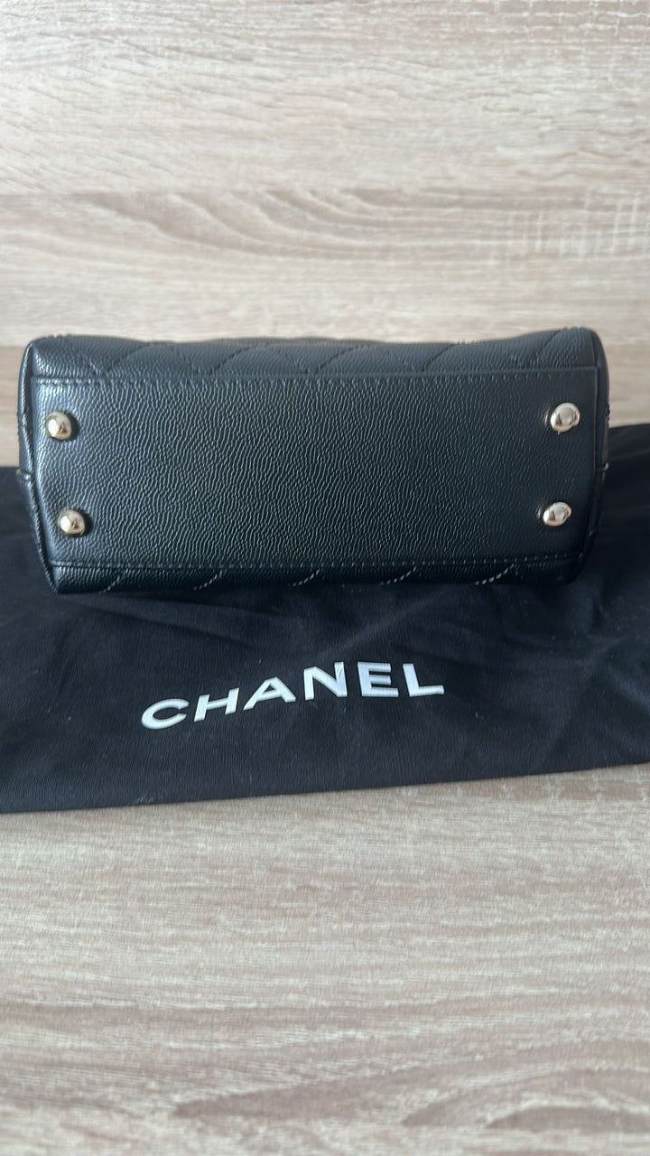 CHANEL Black Caviar LGHW Mini Coco Handle with Detachable Strap Microchip 7.5 inches