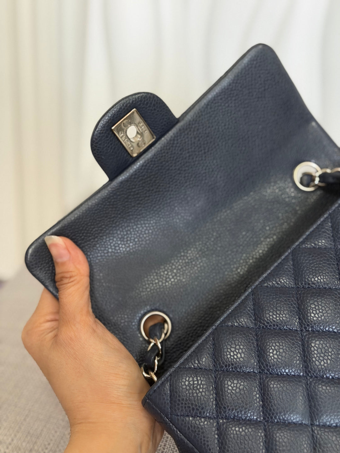 CHANEL series 19 Navy Caviar SHW Mini Rectangular Flap Bag 2014