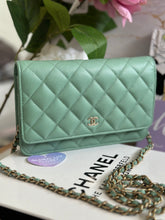 Load image into Gallery viewer, Chanel 23P Tiffany Green Caviar LGHW Classic Wallet on Chain (WOC)
