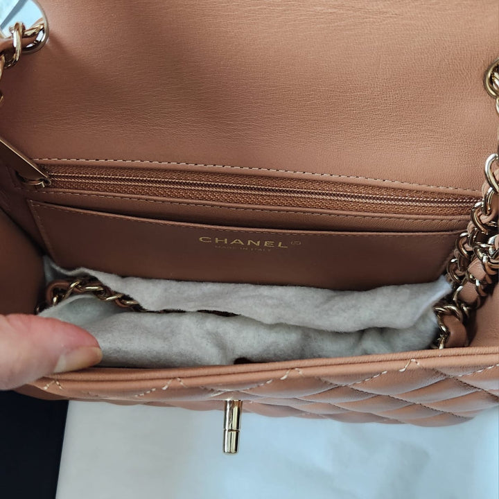 CHANEL series 31 21P collection Caramel Brown Lambskin LGHW Mini Rectangular Flap Bag