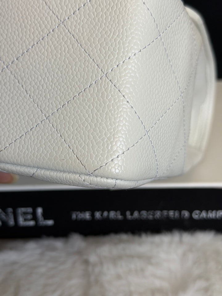 CHANEL White Caviar GHW Jumbo Double Flap Classic Bag 2010