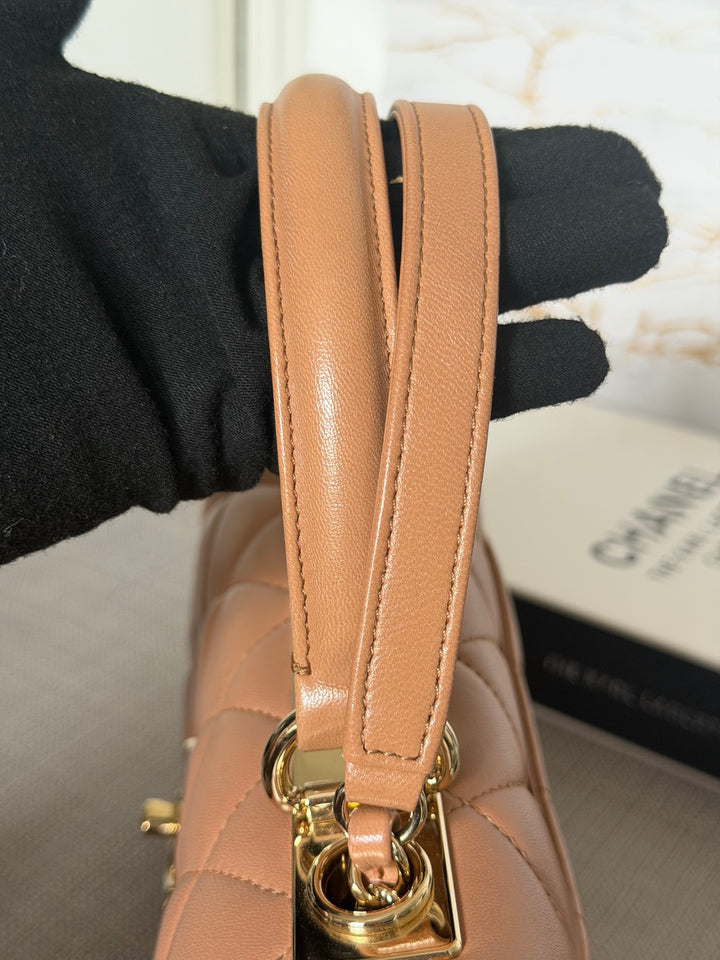 CHANEL series 23 Caramel Dark Beige Lambskin Trendy CC Flap Bag size SMALL with LGHW and detachable strap
