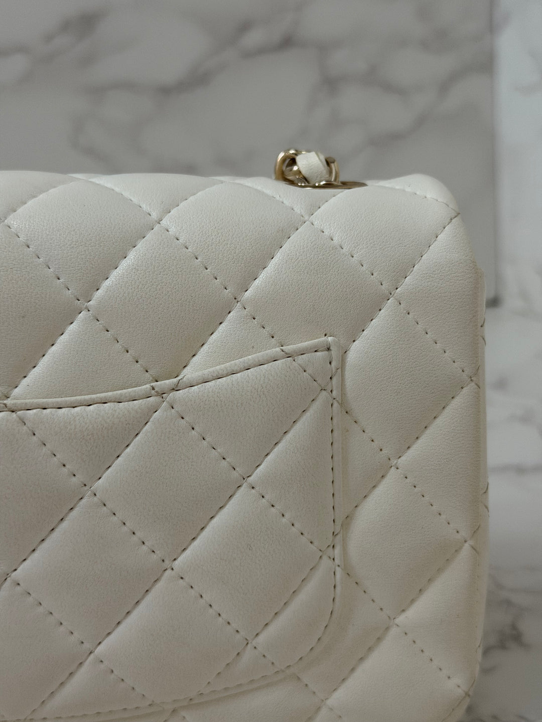 CHANEL series 23 2016 White Lambskin LGHW Mini Rectangular Flap Bag