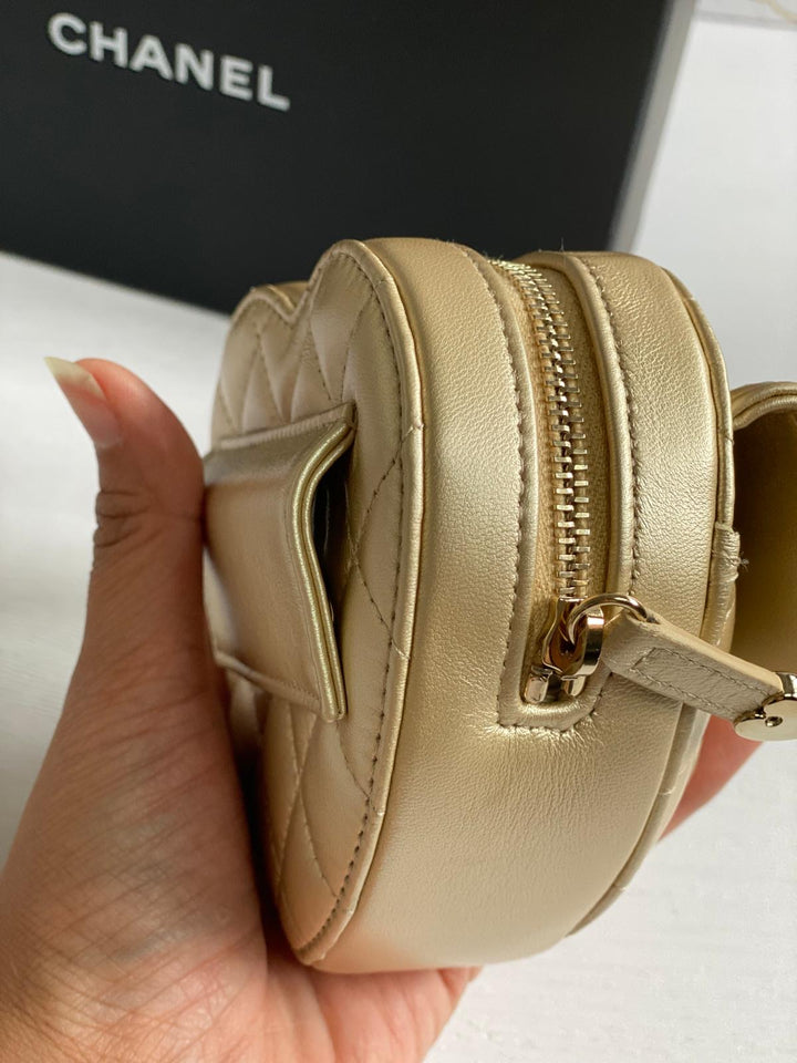 Chanel 22S 2022 Gold Lambskin LGHW Heart Belt bag