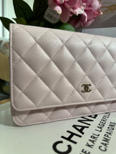 Load image into Gallery viewer, Chanel 22P 2022 Pre Spring/Summer Collection Light Sakura Pink Caviar LGHW Timeless Classic Wallet on chain (WOC)
