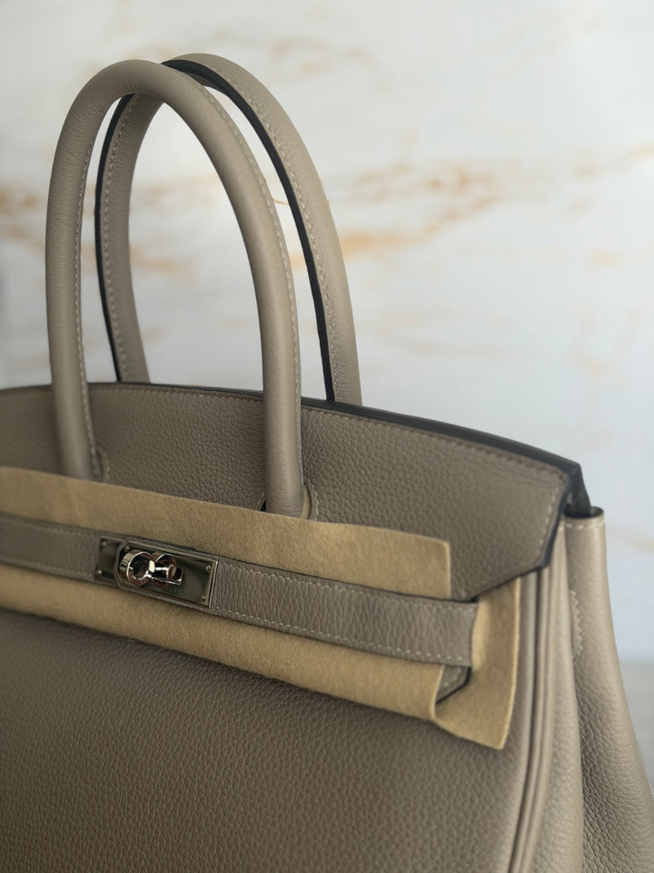 Hermès Gris Tourterelle Togo Leather PHW Birkin 30 Stamp T 2015
