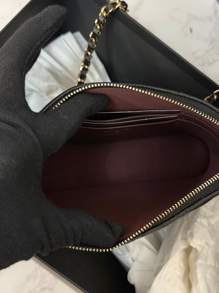 CHANEL Black caviar LGHW Vanity Bag with Chain