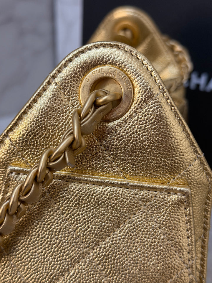 CHANEL 26C collection Gold caviar Aged GHW Mini 25 Hobo Bag