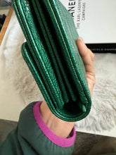 Load image into Gallery viewer, Chanel 18S Emerald Green Caviar LGHW Full size (8 inches) Sarah Flap Wallet
