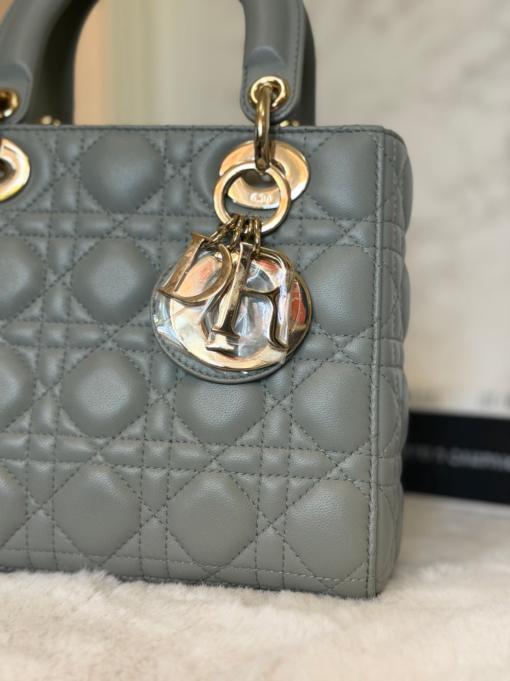 DIOR Lady Dior Grey Lambskin ABCDior size Small 2022 LGHW
