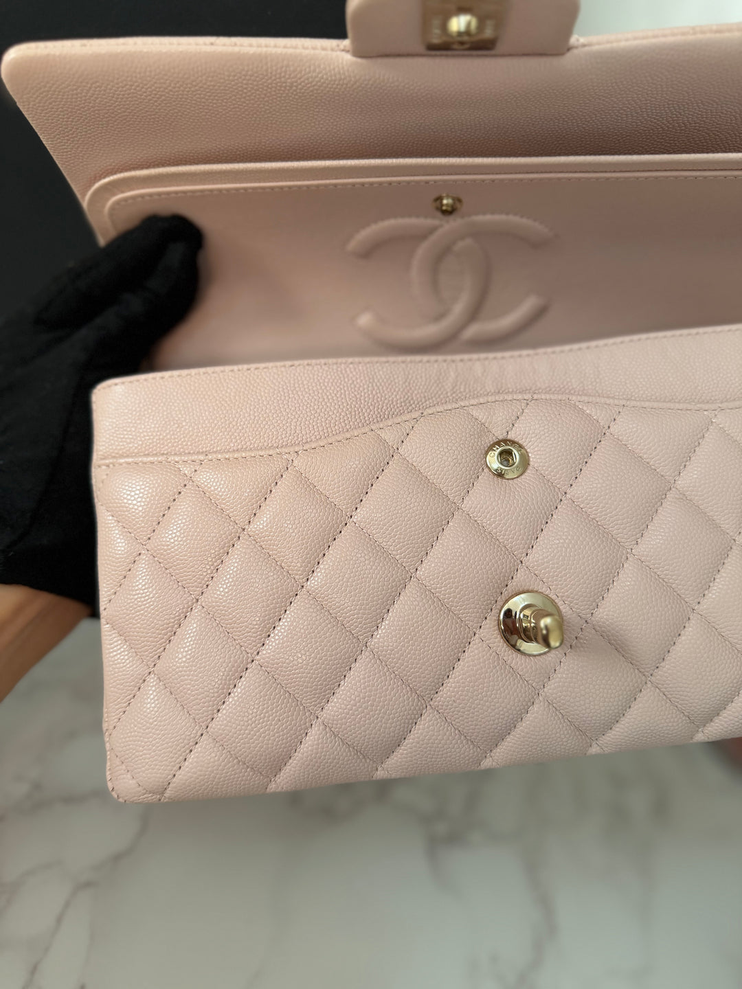 CHANEL 21C 2021 Rose Clair Caviar LGHW Medium ML 11.12 Timeless Classic Double Flap Bag
