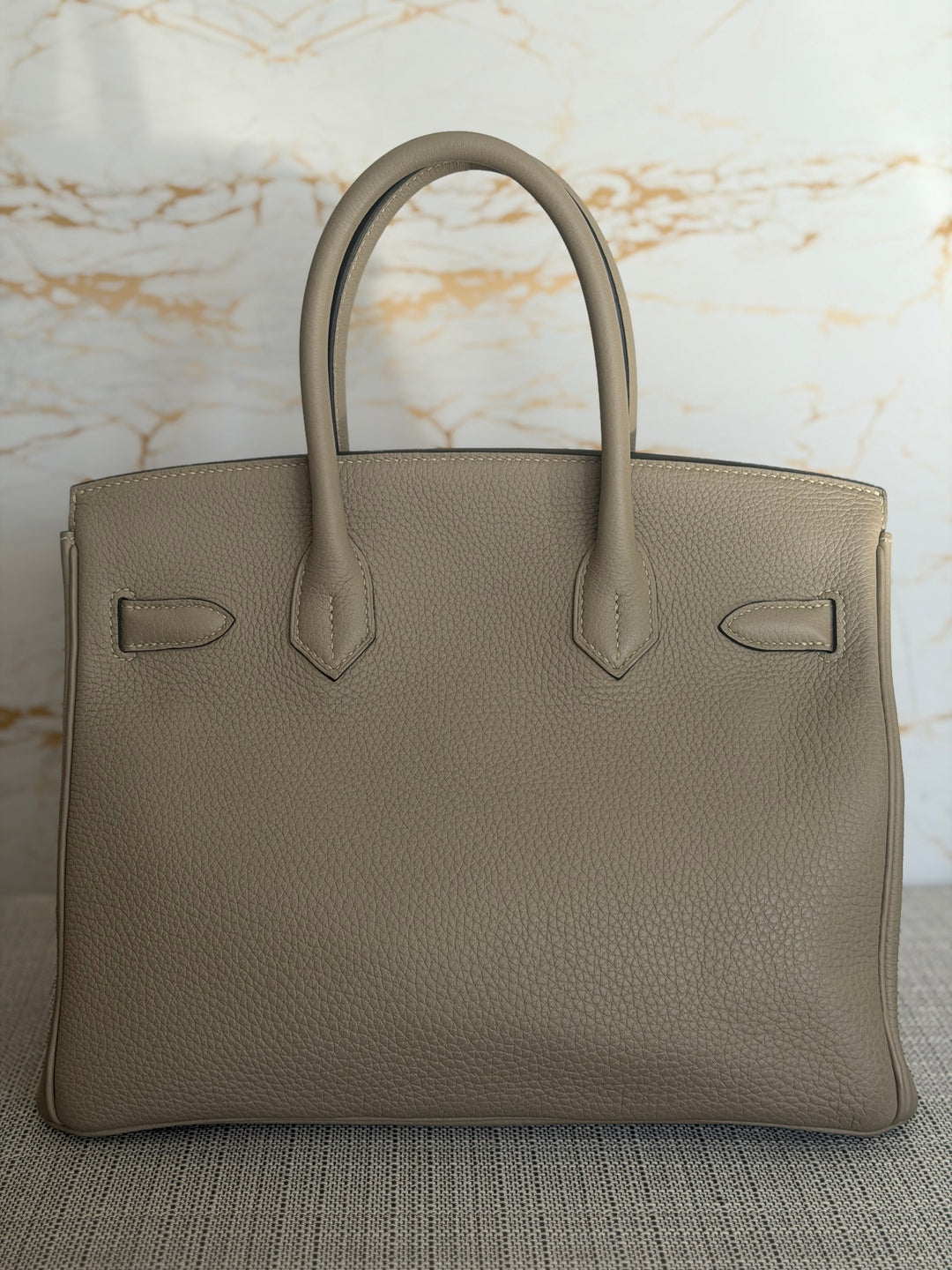 Hermès Gris Tourterelle Togo Leather PHW Birkin 30 Stamp T 2015