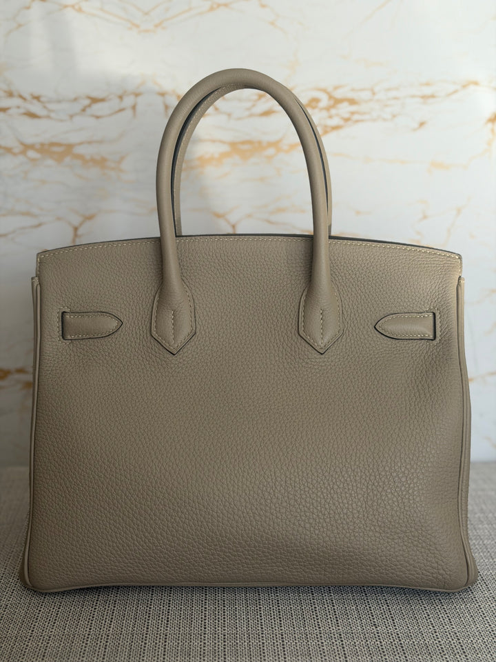 Hermès Gris Tourterelle Togo Leather PHW Birkin 30 Stamp T 2015