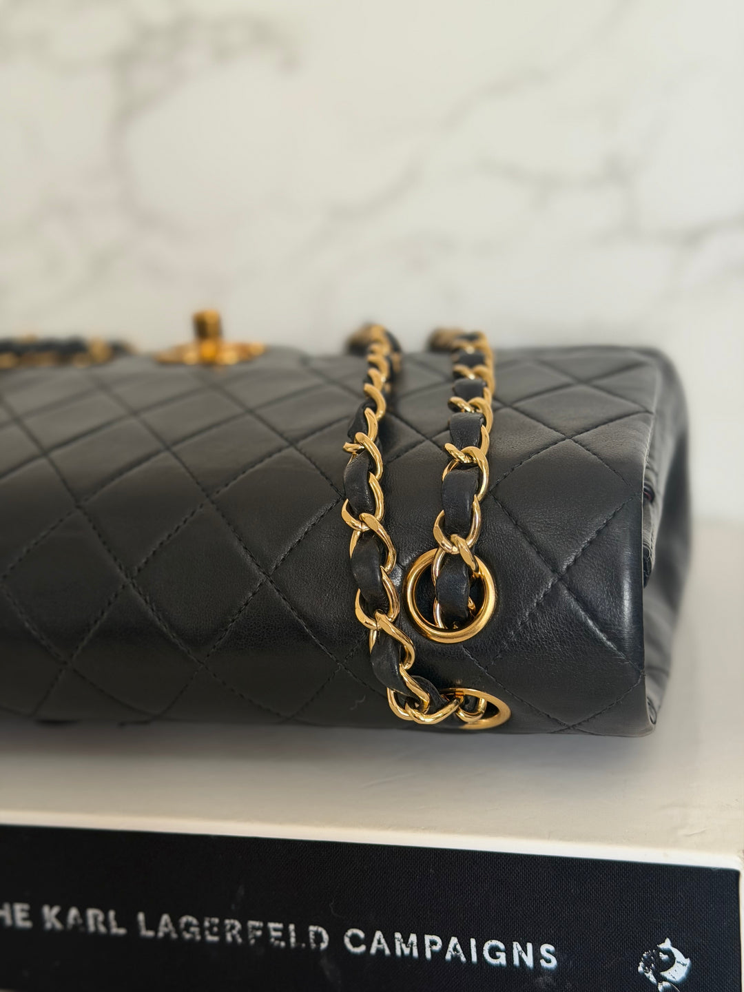 CHANEL series 6 Black Lambskin 24K GHW Vintage Medium ML Timeless Classic Double Flap Bag circa 2000-2002