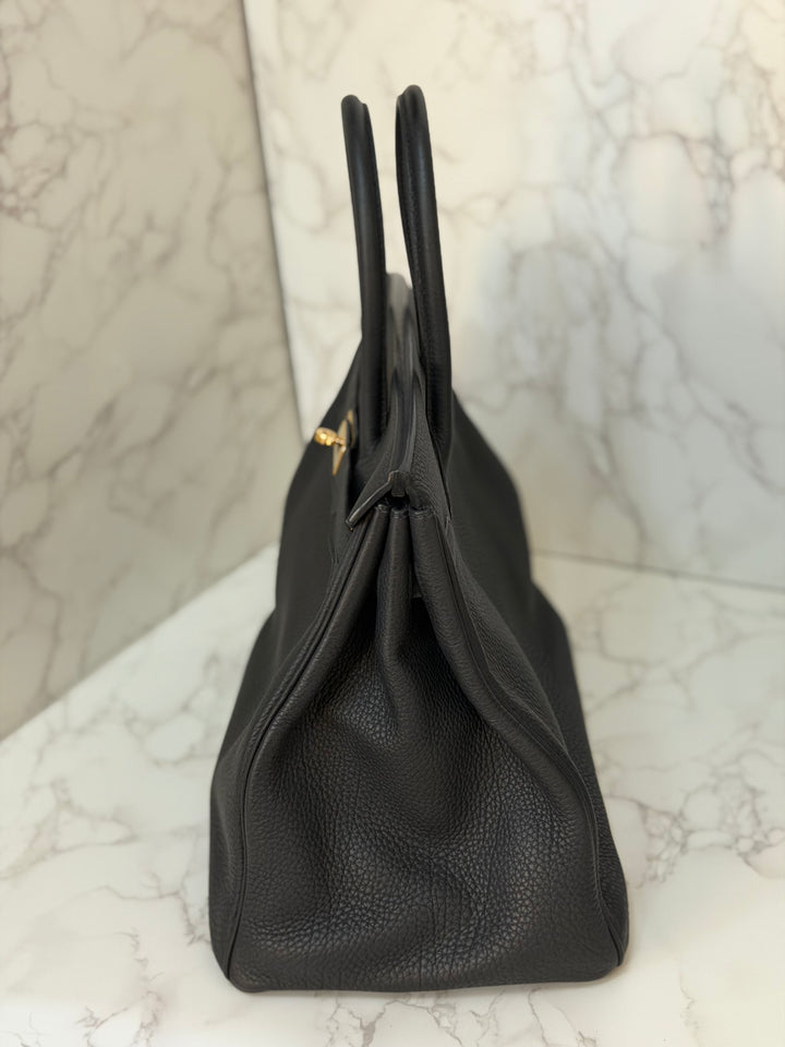 Hermes Birkin 35 Noir Black Togo Leather GHW Stamp T 2015