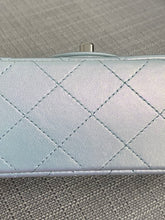 Load image into Gallery viewer, Chanel 21K collection 2021 Iridescent Light Blue Calf skin SHW Mini Rectangular Flap Bag
