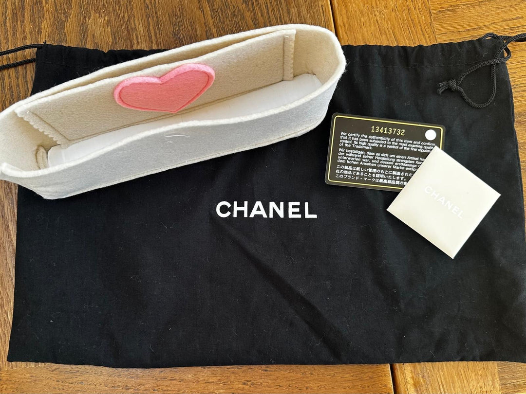 CHANEL Beige Lambskin Valentine East West Flap Bag series 13 with Charms