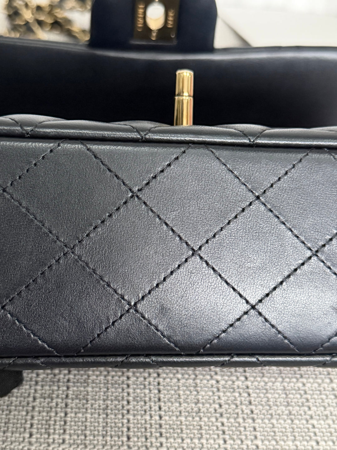 CHANEL Black Lambskin LGHW Mini Rectangular Flap Bag 2025