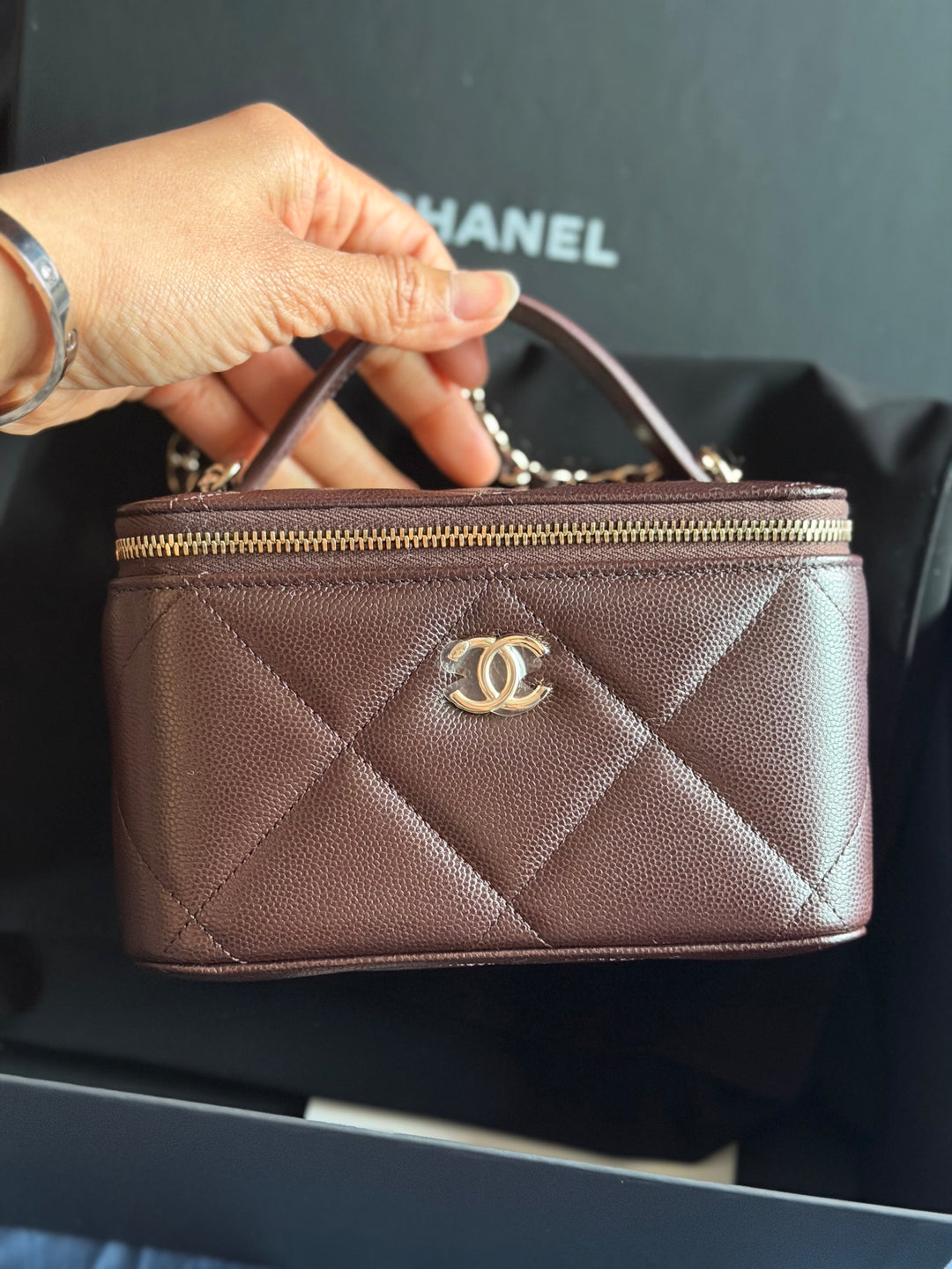 CHANEL 2026 26S collection Brown Caviar LGHW Small Vanity with Top Handle