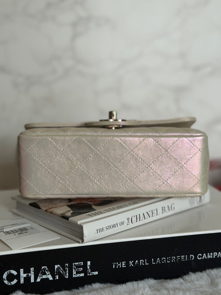 CHANEL 20B Iridescent Ivory Calf skin LGHW Mini Rectangular Flap Bag 2020
