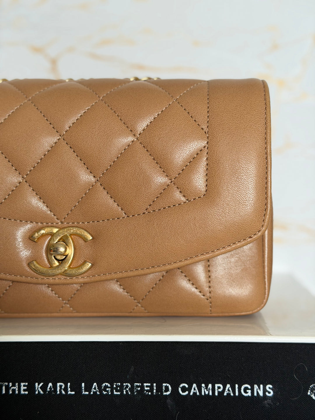 CHANEL series 21 Caramel Brown Lambskin aged GHW Diana Reissue Flap Bag size SMALL 2015