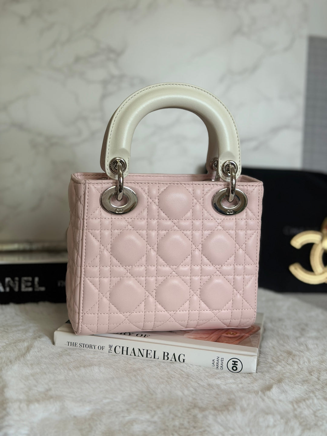 DIOR Mini Lady Dior Two Tone Latte and Rose Tendre SHW 2025