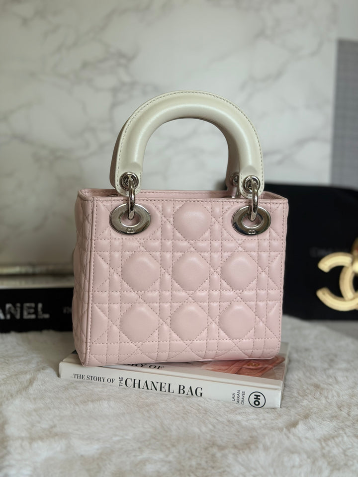 DIOR Mini Lady Dior Two Tone Latte and Rose Tendre SHW 2025