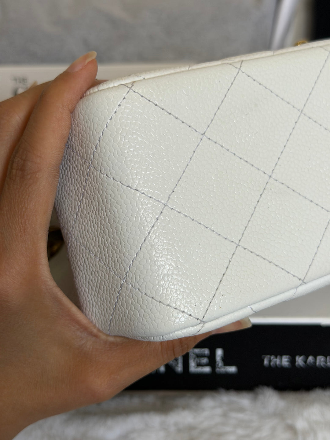 CHANEL White Caviar GHW Jumbo Double Flap Classic Bag 2010